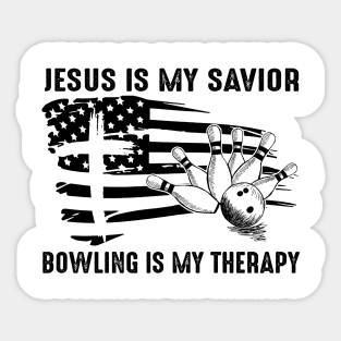 Jesus Is My Savior Bowling Is My Therapy Sticker